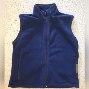 Vintage Black Diamond Navy Zip-Up Fleece Vest Blue Ribbed Size Small made In USA
